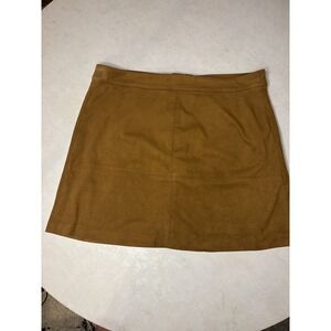 New Look Petite Tan Brown Faux Suede A-Line Mini Skirt Size 10 UK 6 US